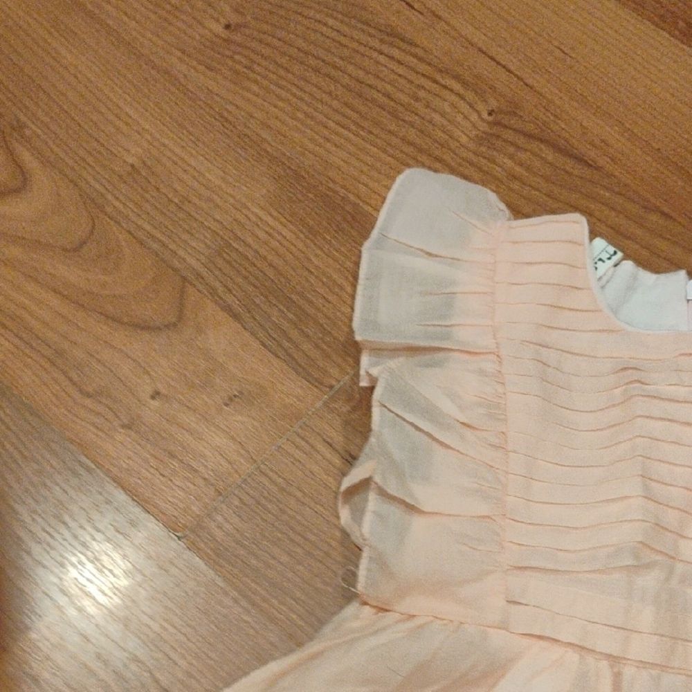 Peach Ruffled Kids Dress - Picture 4 of 5